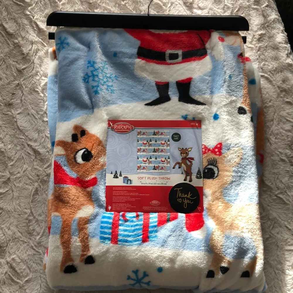 Rudolph Red Nosed Reindeer Soft Plush Throw Blanket